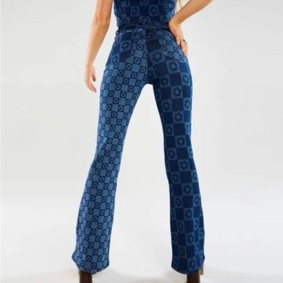 Jaded London Skinny Flare Retro Checkerboard Jeans Size 26 And Denim Top Size 4 - Picture 2 of 16